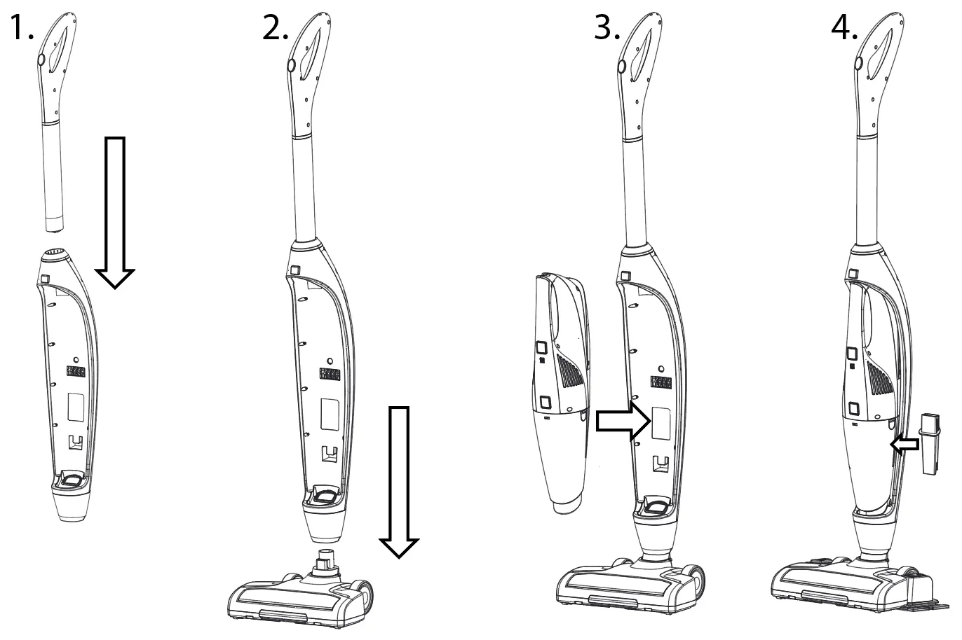 Step-by-step assembly of the vacuum cleaner