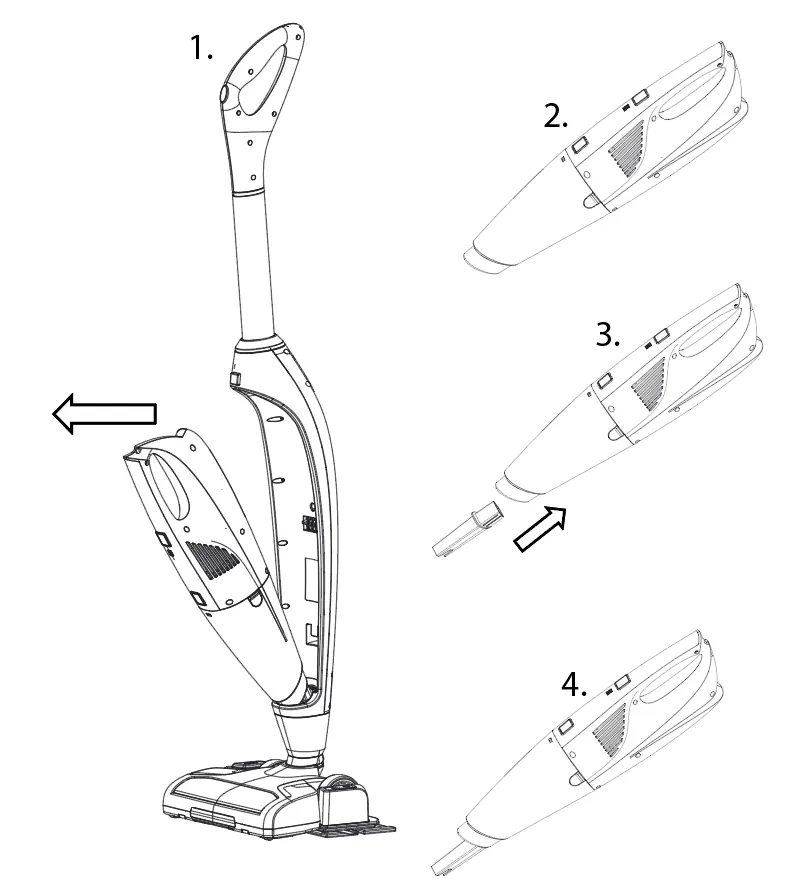 Using the handheld vacuum and crevice tool