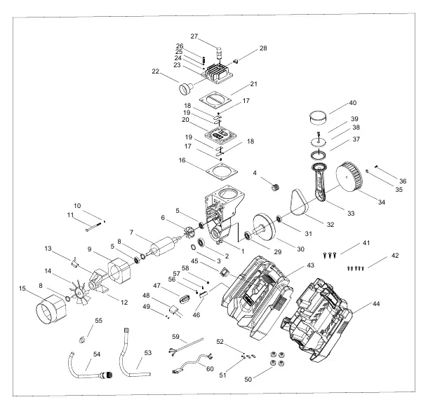 Exploded view of the compressor