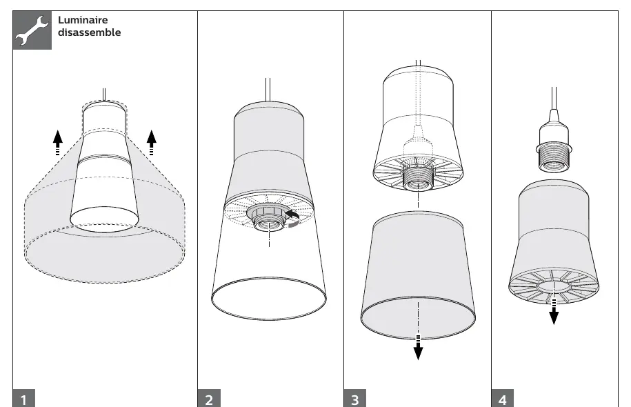 Luminaire disassembly steps