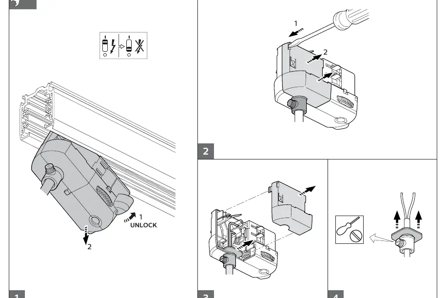 Steps for disassembling the track-mounted adapter.