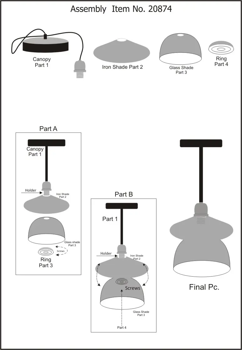 Parts breakdown and assembly sequence