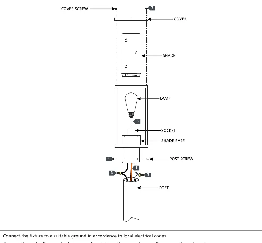 Installation and wiring diagram for the Vado Post lantern.