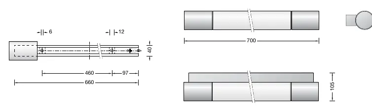 Dimensions of the BEGA 23256.4K3 wall luminaire.