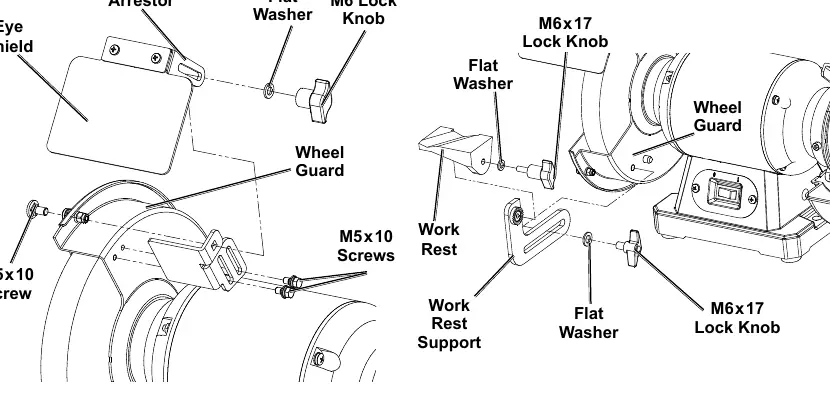 Assembly of Spark Arrestor, Eye Shield, and Work Rest