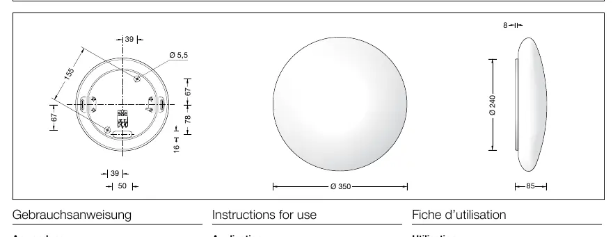 Dimensions of the BEGA 23296 luminaire