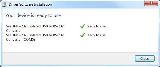 Driver installation confirmation