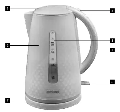 Product diagram of the Concept RK 232x kettle