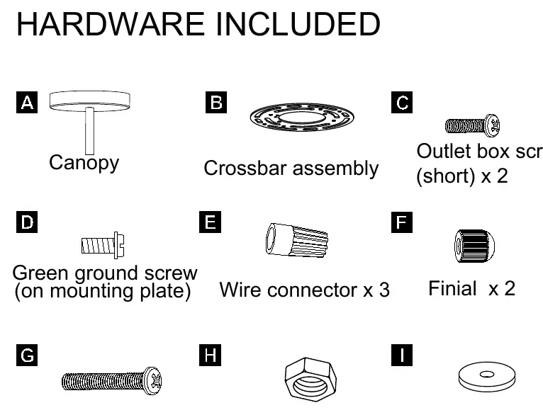 Hardware included with the fixture