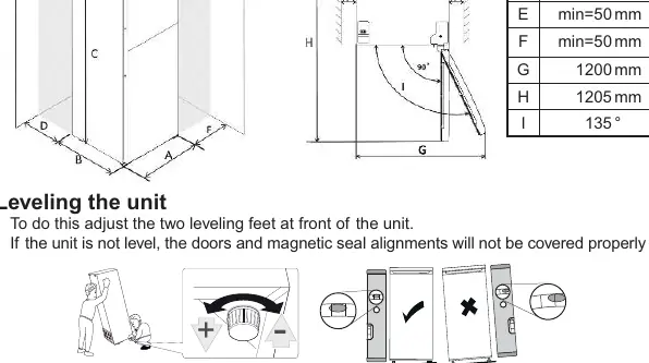 Space requirements for installation
