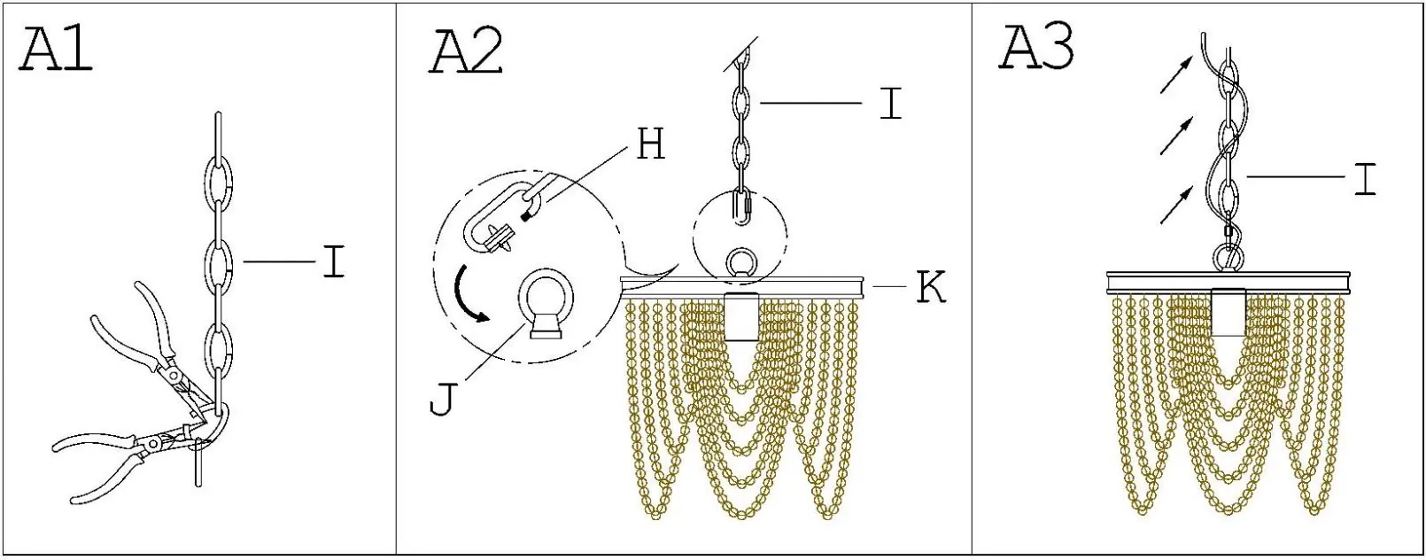 Chain and wire preparation steps (A1-A3)