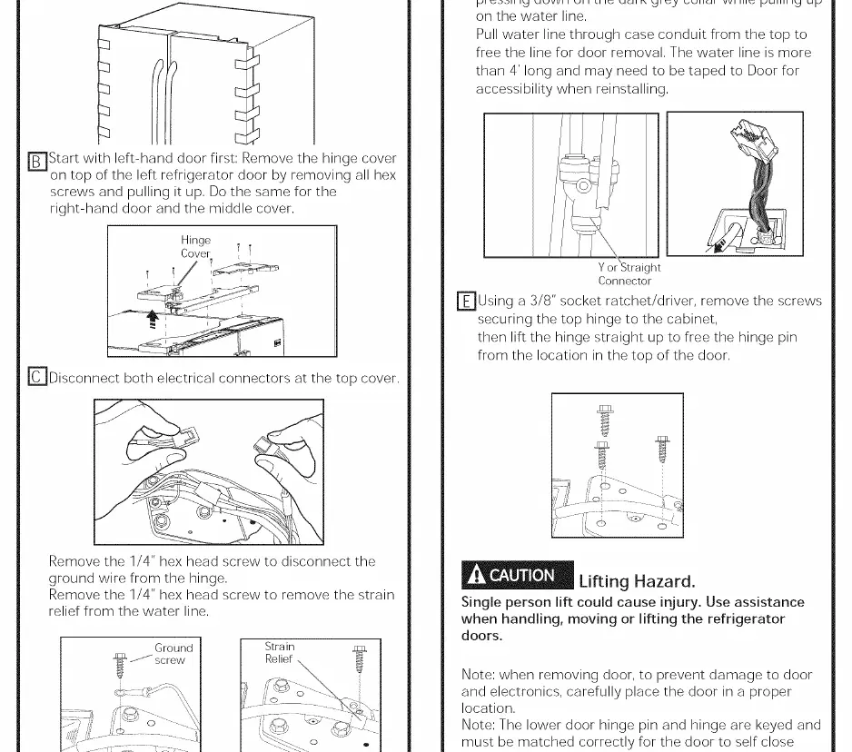 Steps for removing refrigerator doors.