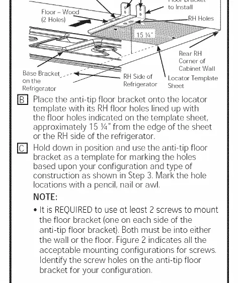 Anti-tip floor bracket installation overview.