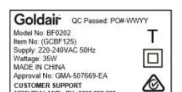Rating plate details