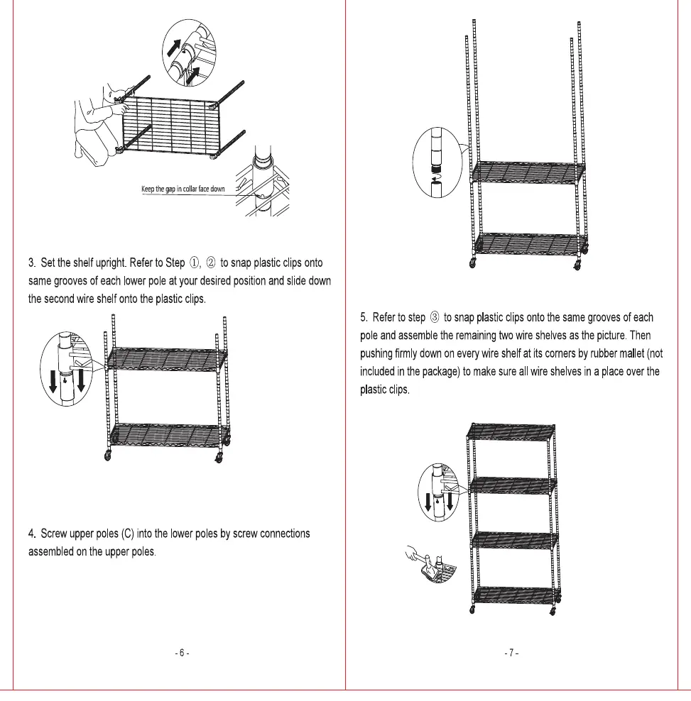 Assembly steps for the shelving unit