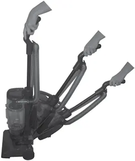 Handle positions for storage and cleaning.