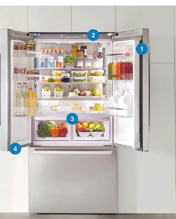 Refrigerator chill zones and humidity control diagram