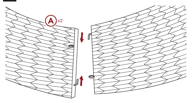 Step 1: Connecting the panels using the hook-and-receiver system.