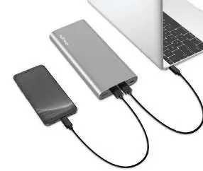 Charging devices using the RazorTurbo power bank.