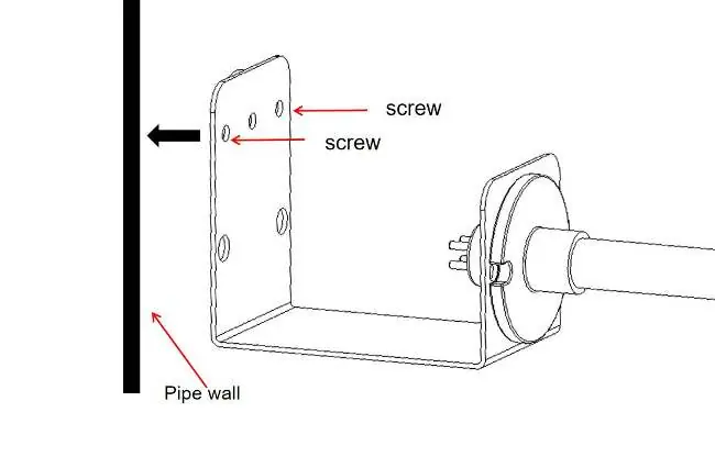 Fixing the bracket to the pipe wall with screws