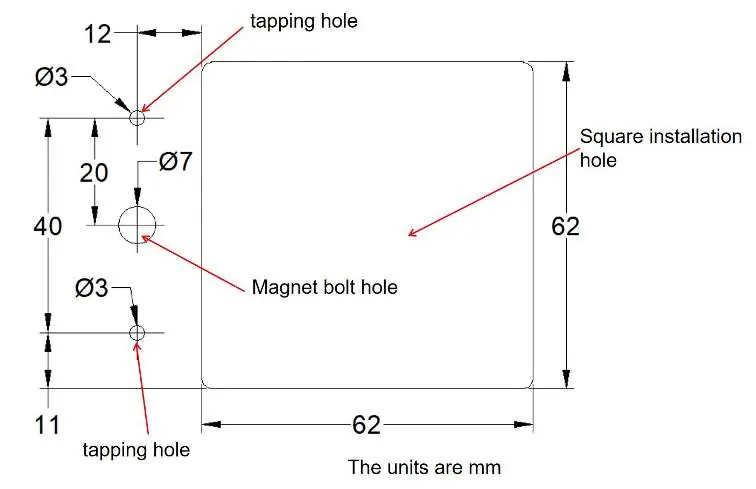 Open hole size diagram