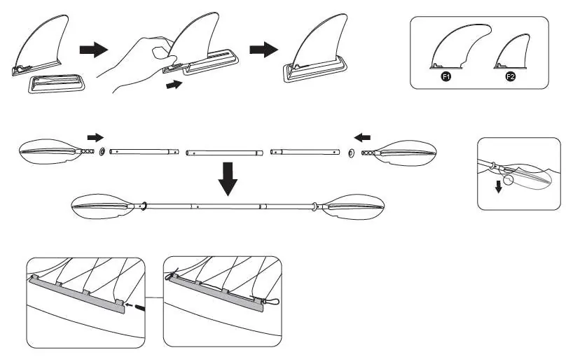 Fin and paddle assembly