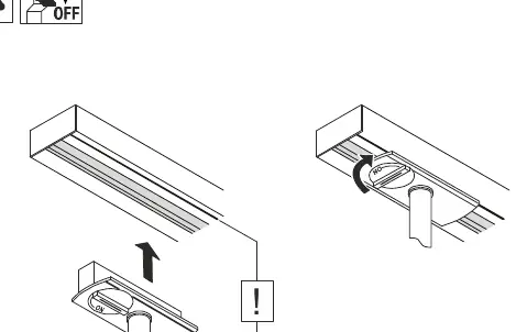 Installation steps: Turn knob to OFF, insert into track, turn knob to ON.
