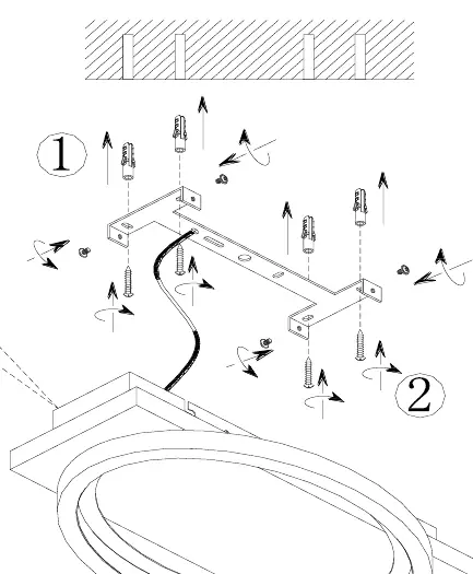 Installation diagram showing mounting steps and wiring connection.