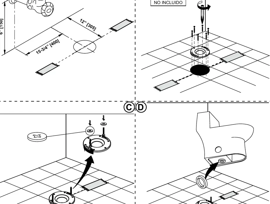 Installation step 1: Floor flange and seal ring