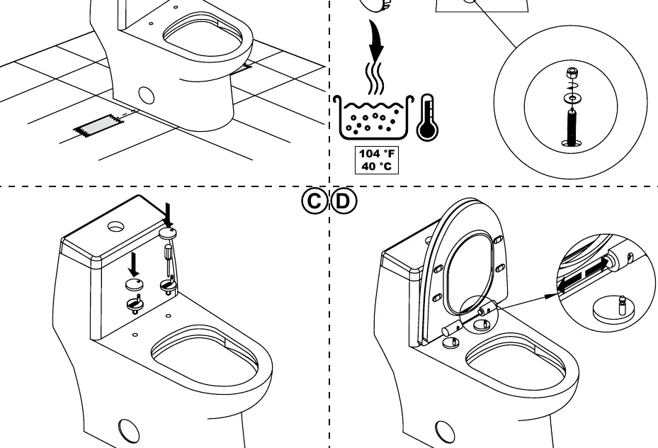 Installation step 2: Toilet placement and seat installation