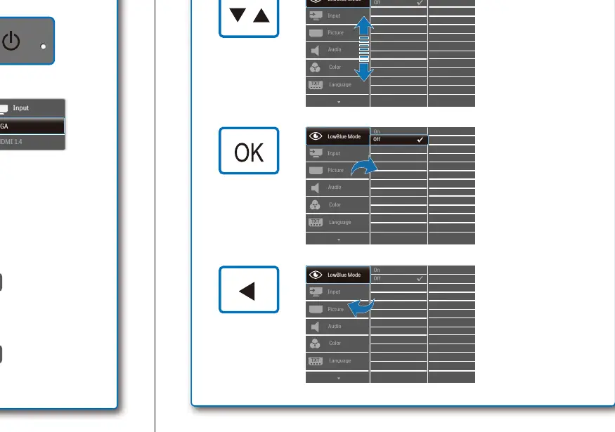 Control panel and OSD menu navigation