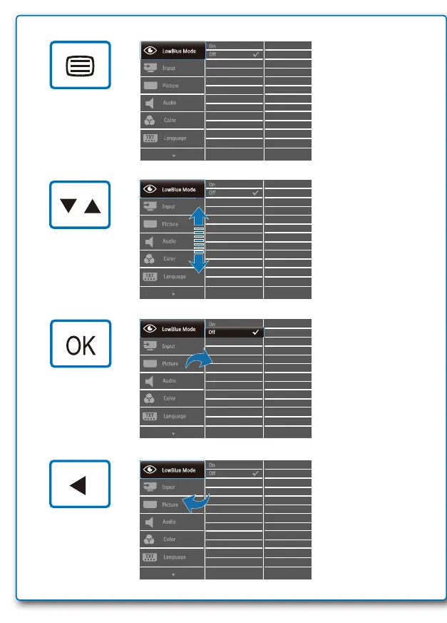 OSD menu navigation buttons
