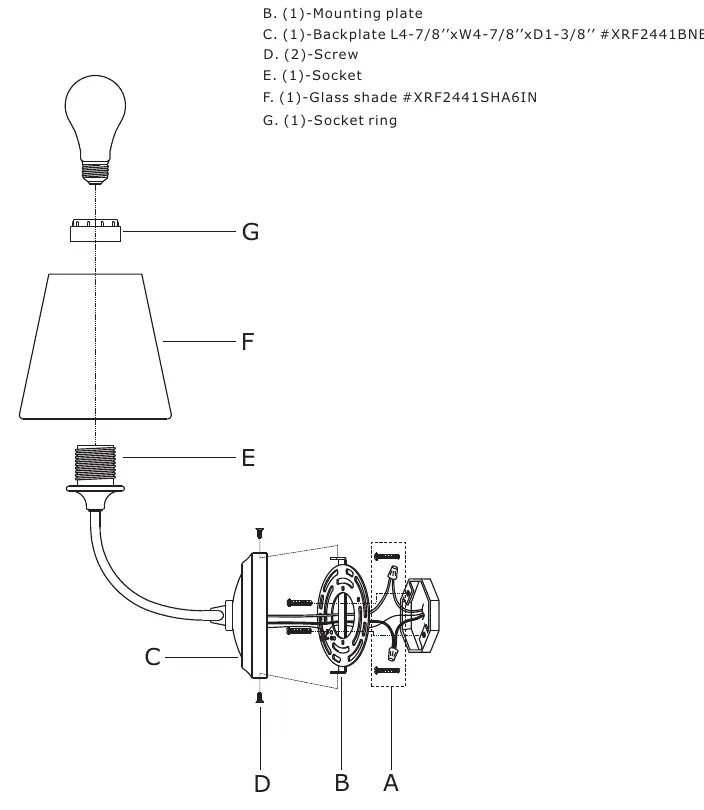 Exploded view of the fixture components.
