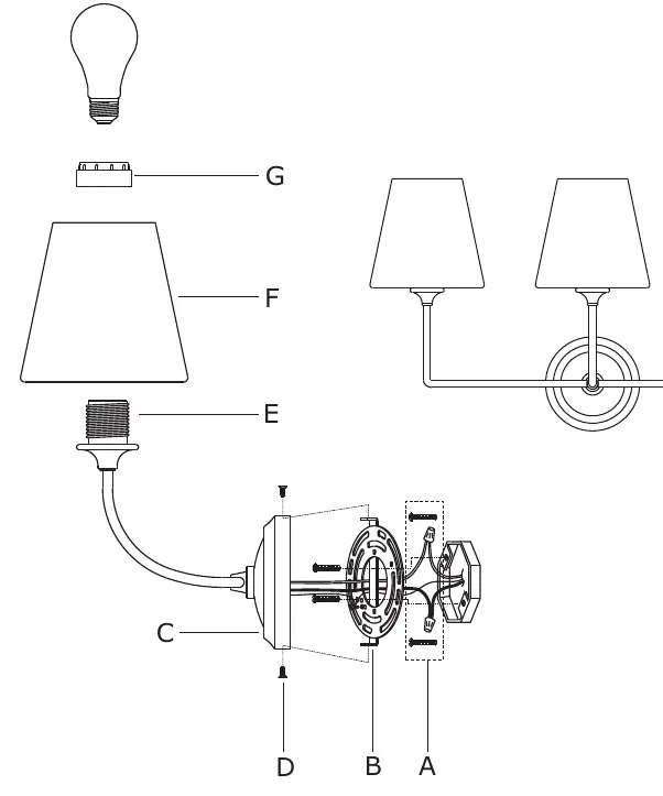 Exploded view of the assembly components.