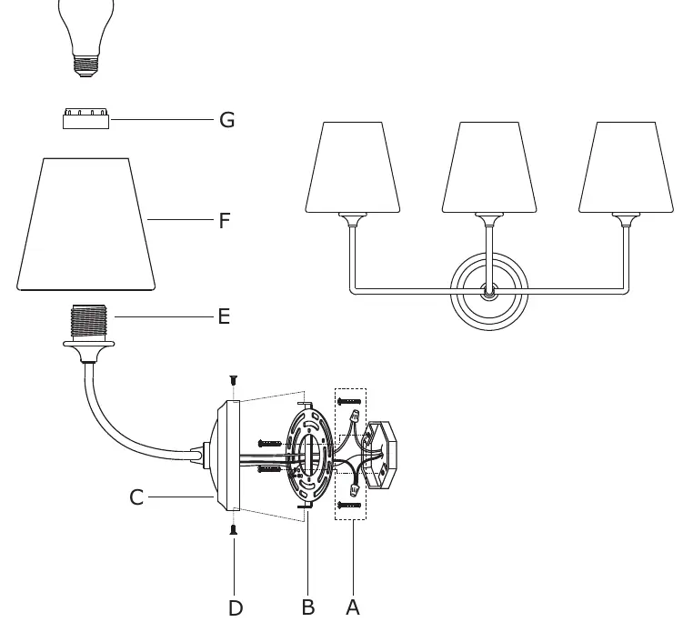 Exploded view of the fixture assembly.