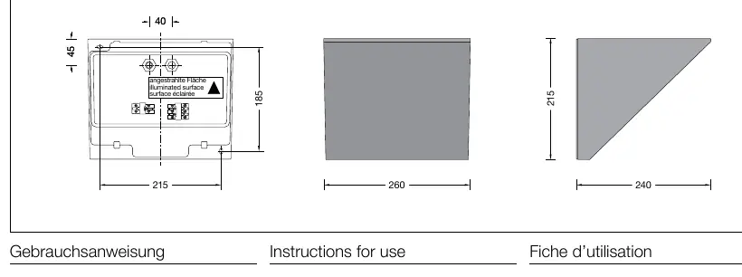 Dimensions of the BEGA 24437 wall washer light.