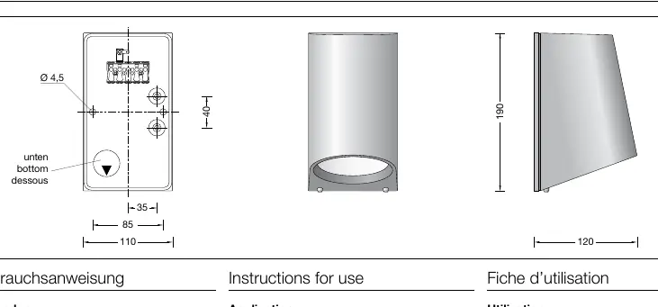Dimensions and mounting hole spacing