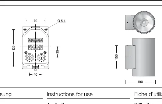 Dimensions of the BEGA 24537 wall luminaire.