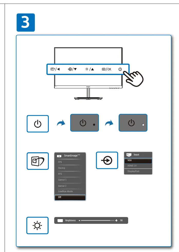 OSD menu navigation and control buttons