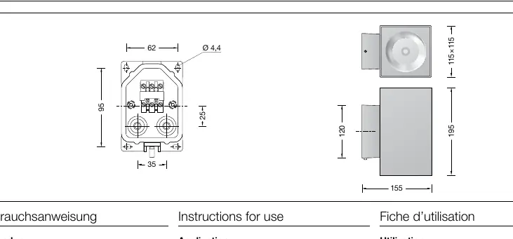 Dimensions of the BEGA 24617 wall luminaire.