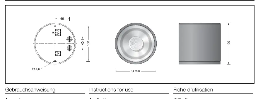 Technical dimensions of the BEGA 24 625 downlight.