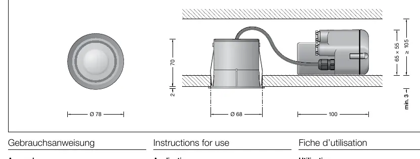 Dimensions of the recessed spotlight
