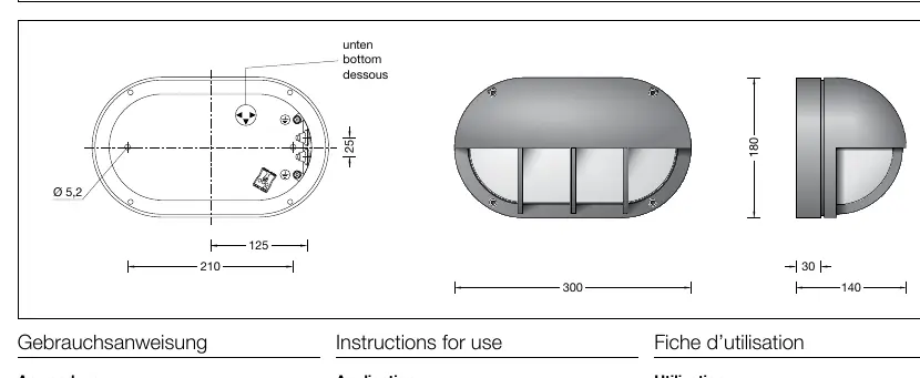 Dimensions and mounting hole spacing