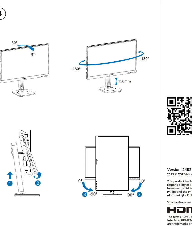 Ergonomic adjustment ranges including tilt, swivel, and height.
