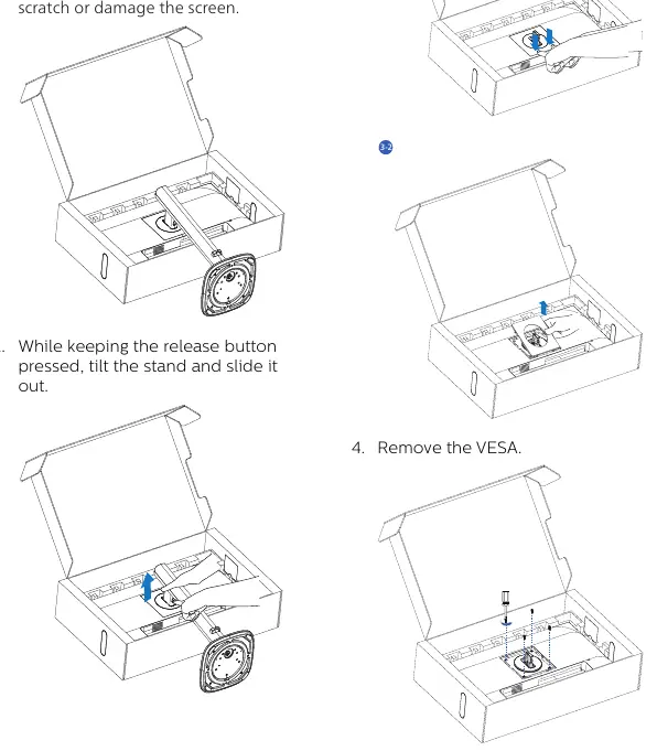 Removing the base for VESA mounting