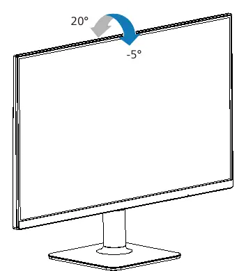 Monitor tilt adjustment range (+20° to -5°)