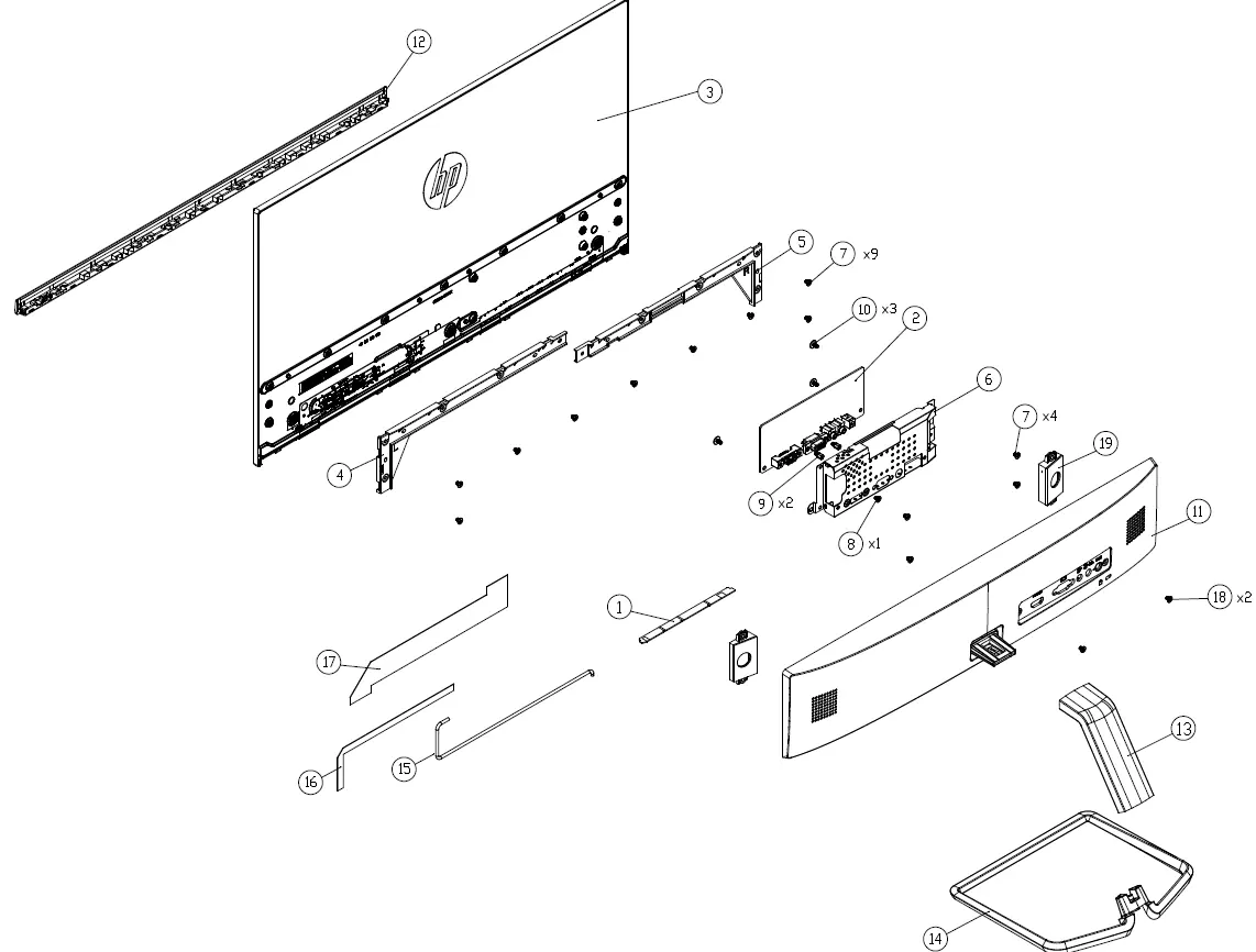 Exploded view of 24fw with Audio monitor components