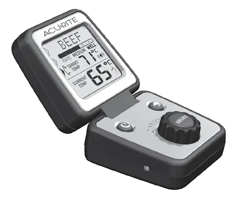 Review the thermometer display and control interface.