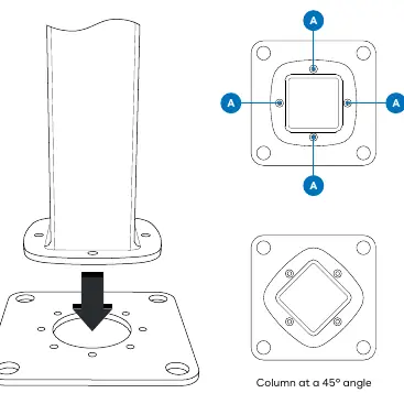 Adapter plate mounting and 45-degree rotation