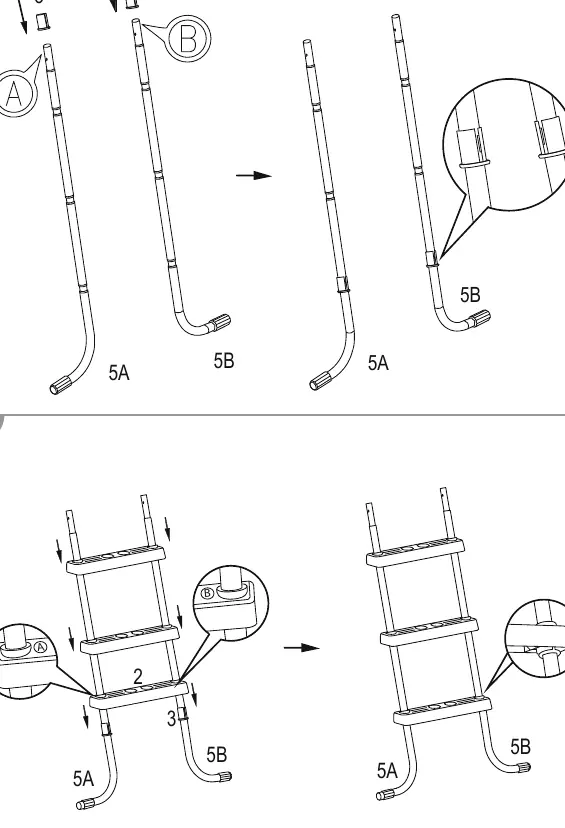 Ladder side and step assembly